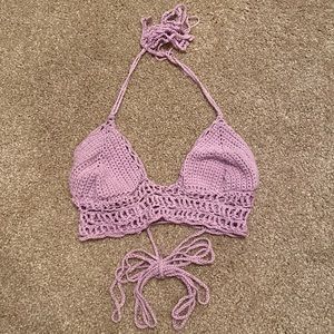 Hand Crocheted Lavender Crop Top/Bralette